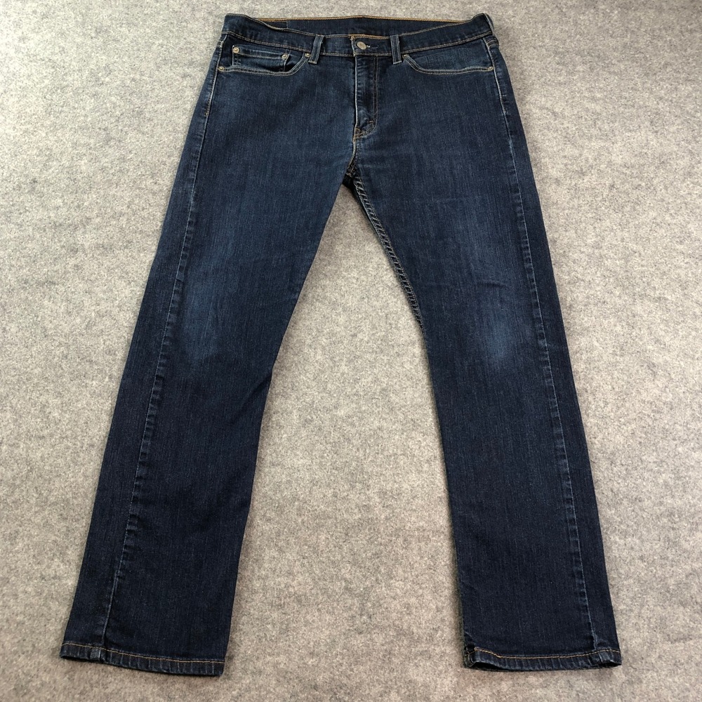 Levis 513 Mens Jeans 34x30 Dark Blue Slim Straight Fit Leg Wash